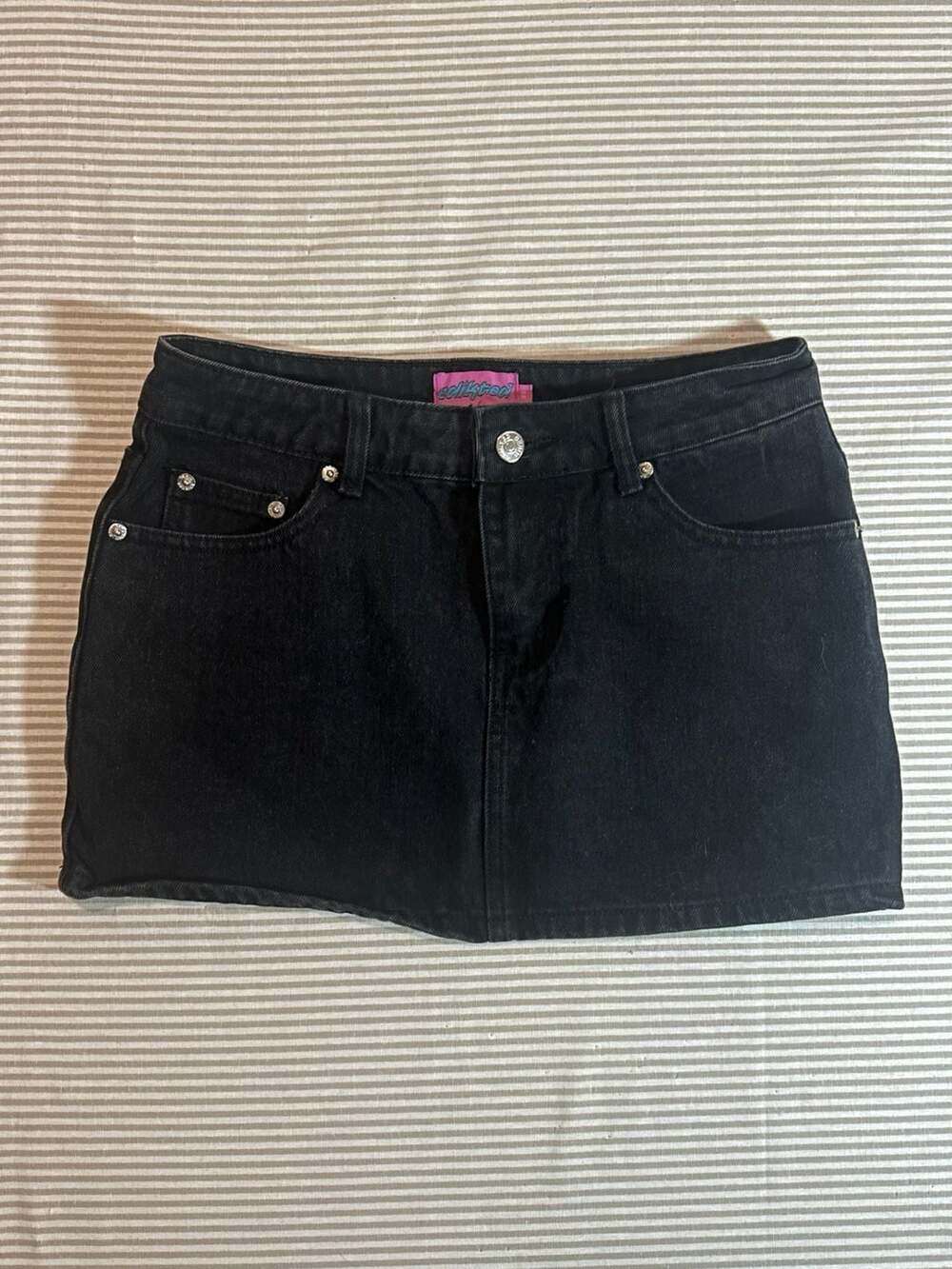 Black Denim Mini Skirt